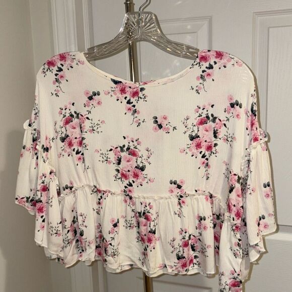 NWT Francesca’s Floral Girls Swing Blouse Size 10 - Picture 1 of 8